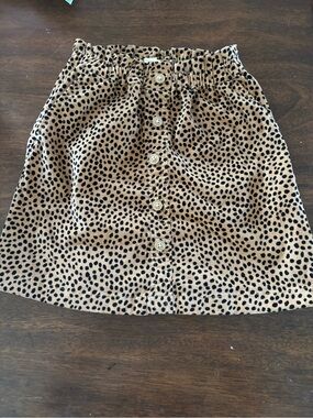 Kids Crewcuts leopard Spot Corduroy Button-Front Mini Skirt
